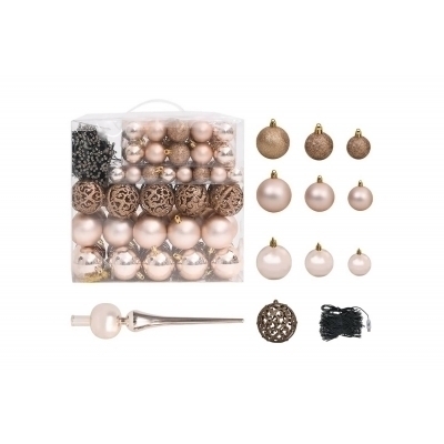 Be Basic Julgranskulor 120 st med spira och 300 LED roséguld
