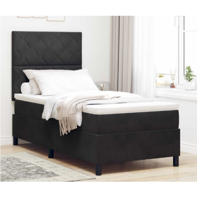 vidaXL Boxspring Saeng med Madrass LED Svart 90x200 cm Sammet