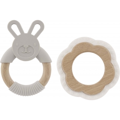 Virgel Bitring Ekologisk 2-Pack Vit/Ljusgrå